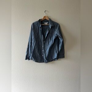 Liz Claiborne Chambray Polka Dot Blouse